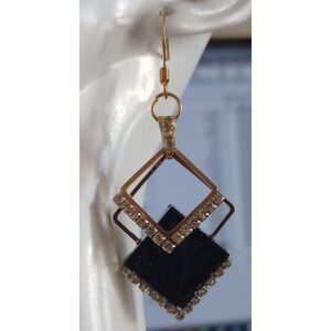 Black‎ Sparkle Rhinestone Dangle Earrings